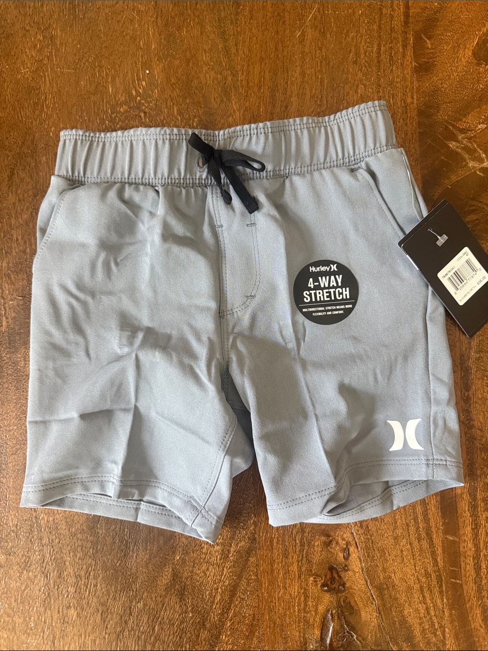 Hurley kids Gray Athletic 4-Way Stretch Shorts